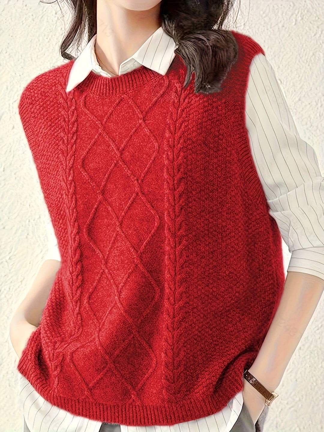 Brooke | Kabelgebreide Sweater Vest