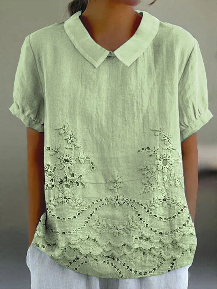 Holly | Elegante Bloem Borduursel Shirt
