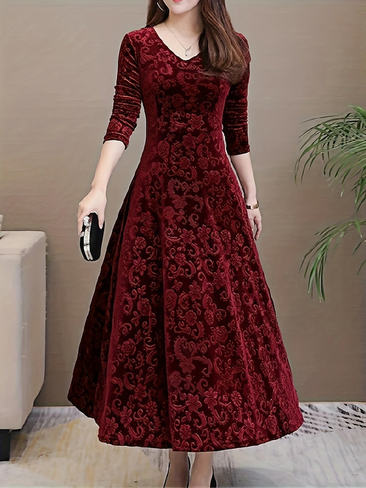 Adeline | Elegante Midi-jurk met Lange Mouwen