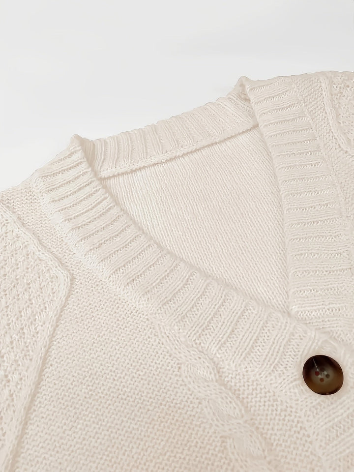 Lucinda | Gezellige Kabelgebreide Knopen Cardigan