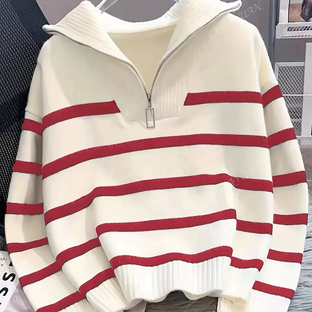 Sabina | Gestreepte Quarter-Zip Trui
