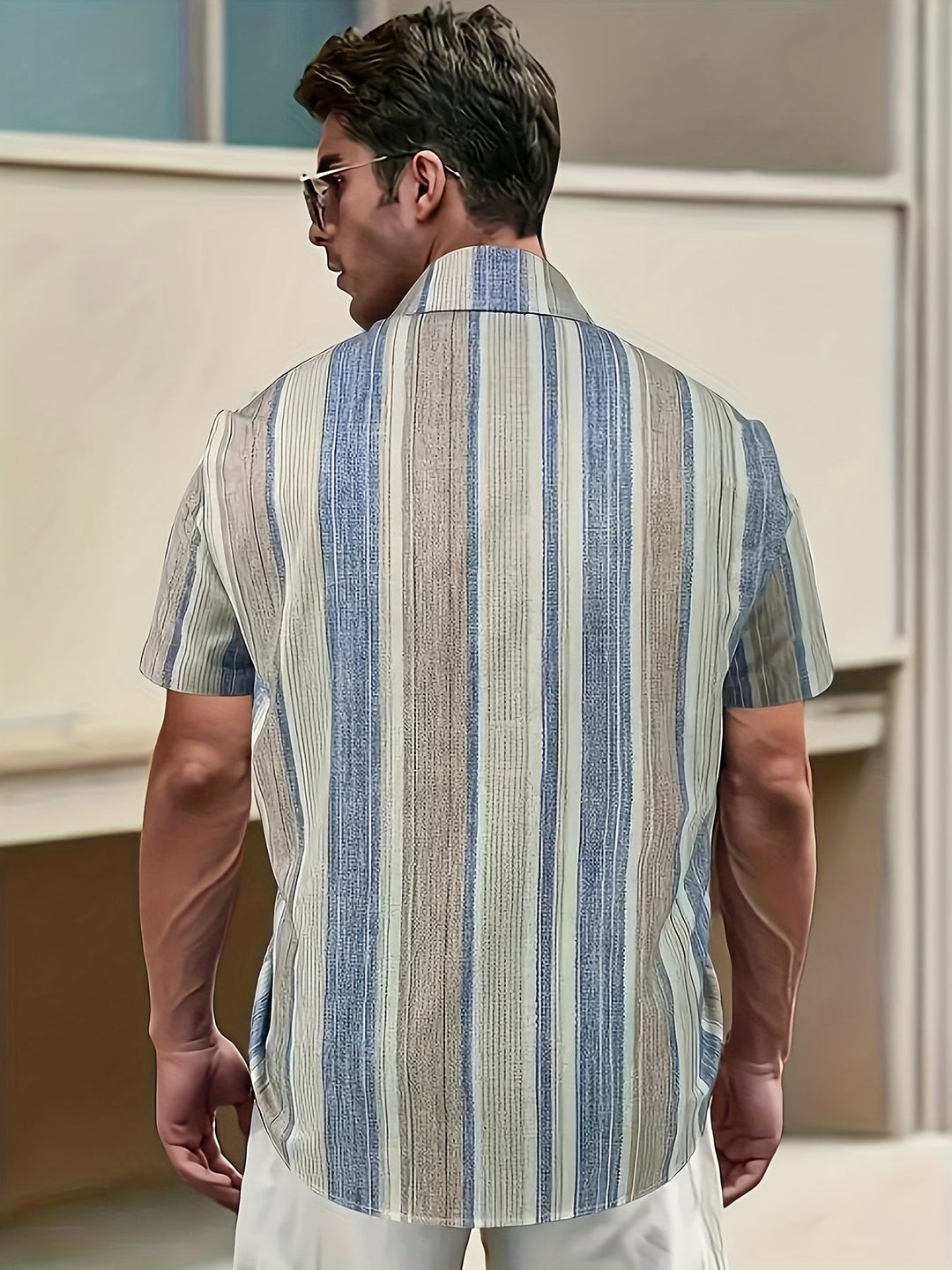 Gregory | Ontspannen Gestreepte Korte Mouwen Shirt