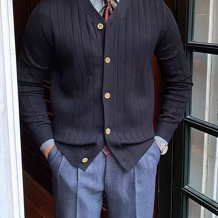 Arthur | Geribbelde Knopen Cardigan