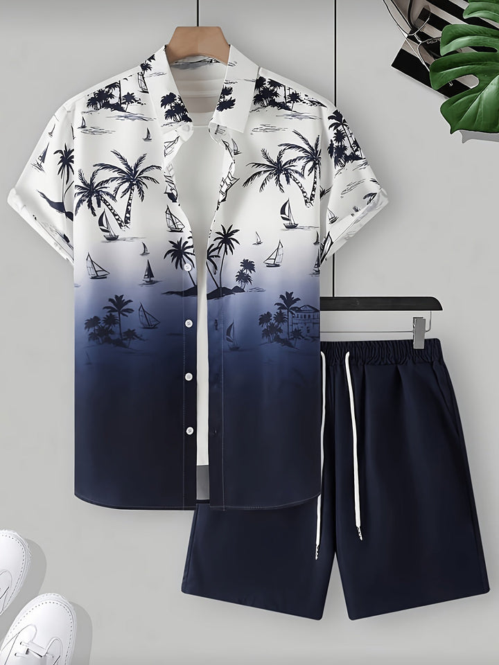 Garrett | Kustprint Shirt en Shorts Set