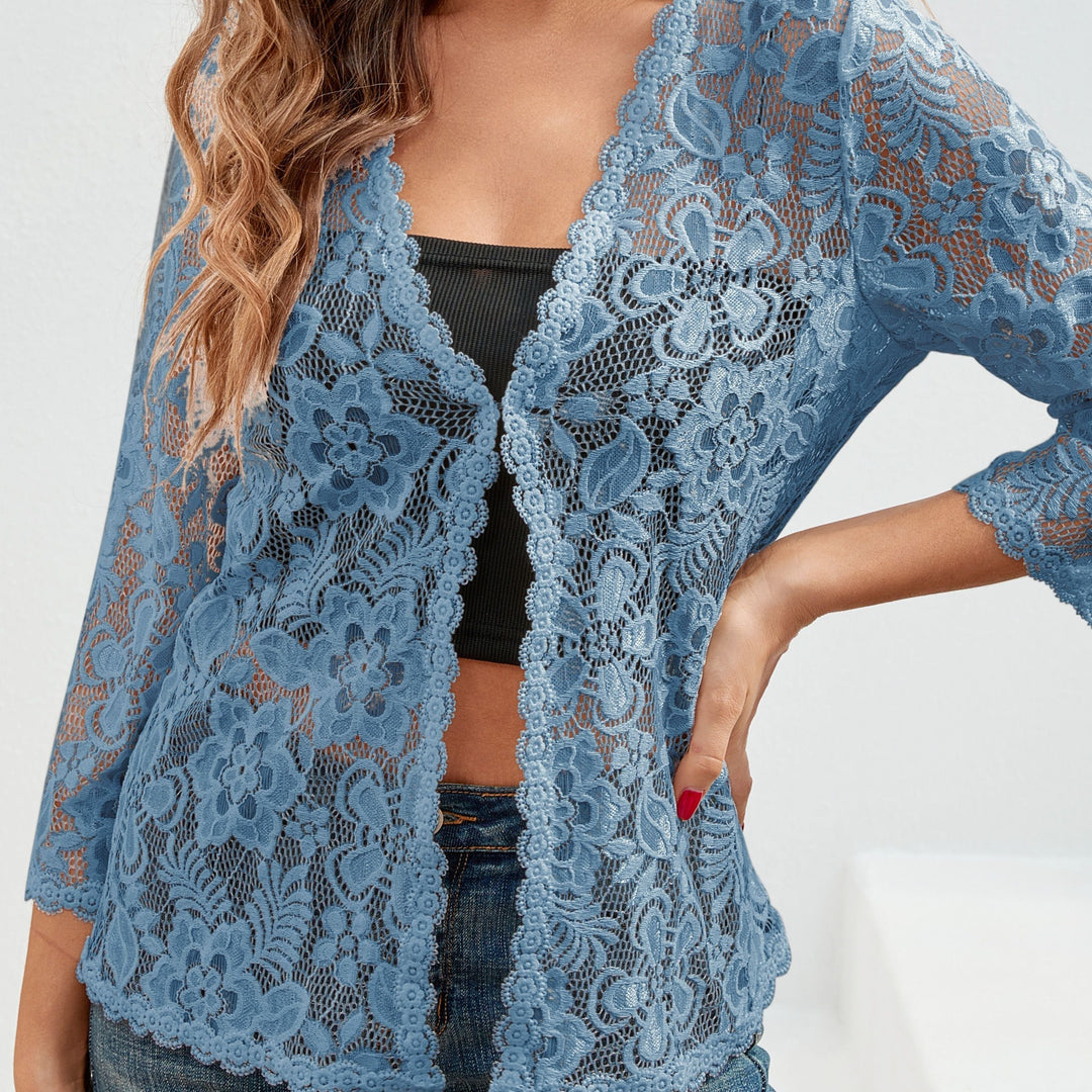 Cassandra | Bloemrijke Opengewerkte Cardigan