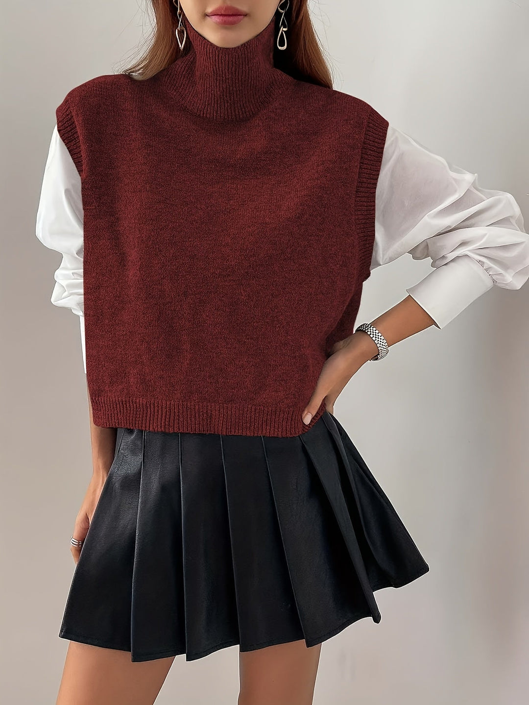 Farrah | Hoge Hals Sweater Vest