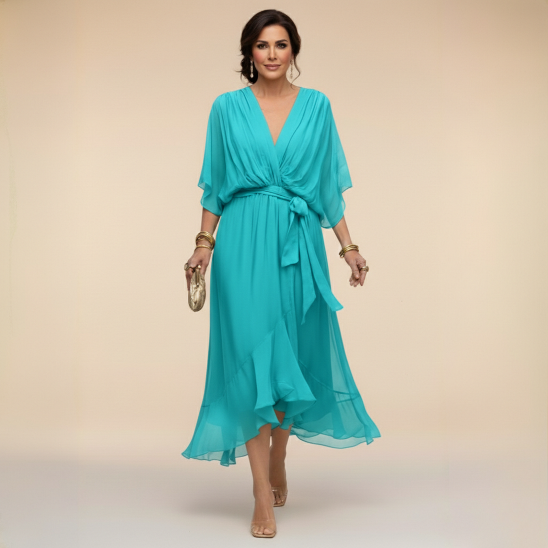 Abigail | Stijlvolle Chiffon V-Hals Jurk