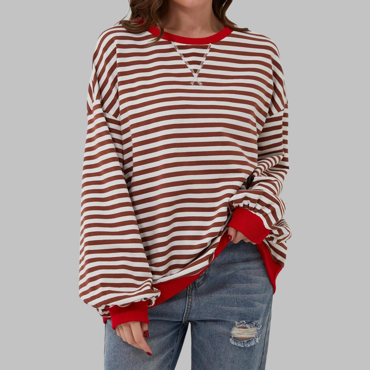 Margaret | Casual Lange Mouwen Gestreepte Sweatshirt