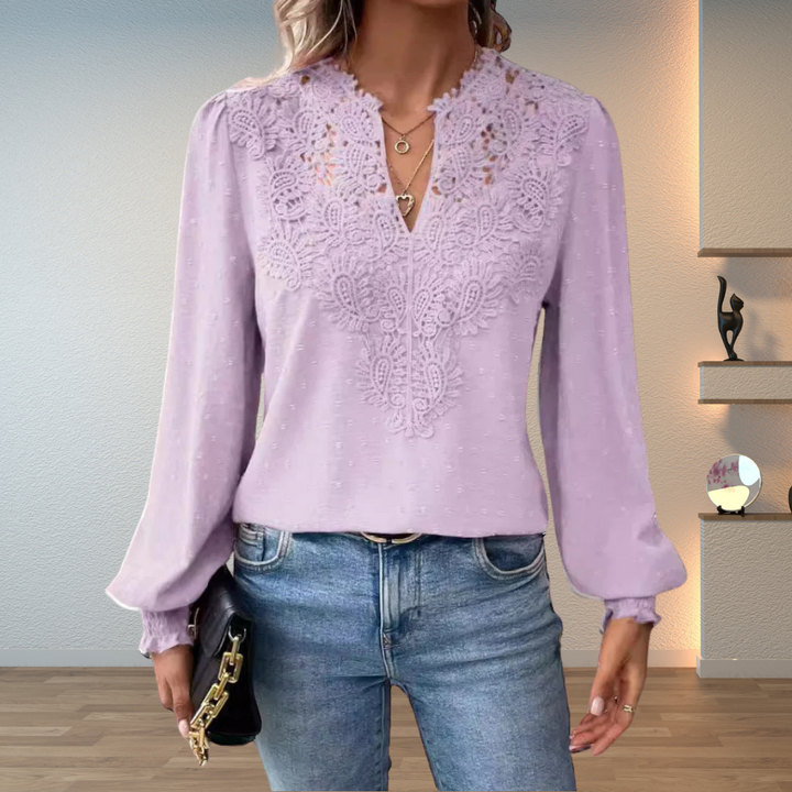 Marlene | Elegante Blouse met Kantafwerking