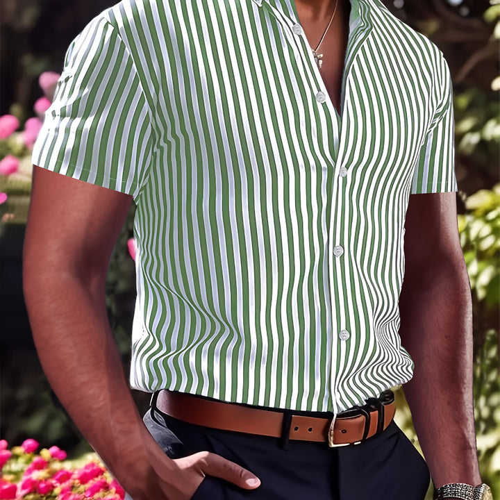 Grant | Verfijnde Gestreepte Korte Mouwen Shirt