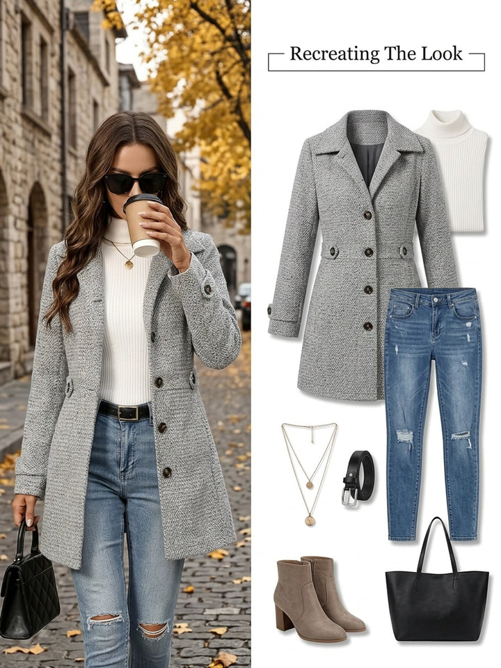 Adriana | Taille-Definiërende Haringbone Jas