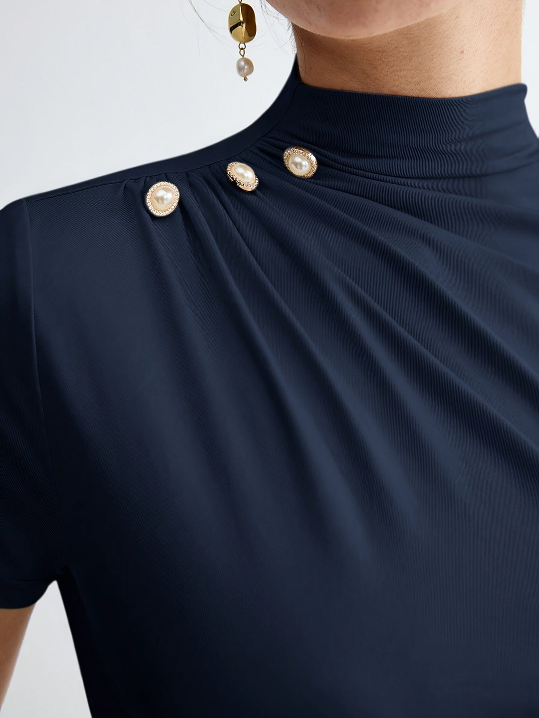 Sienna | Korte Mouw Top met Hoge Hals