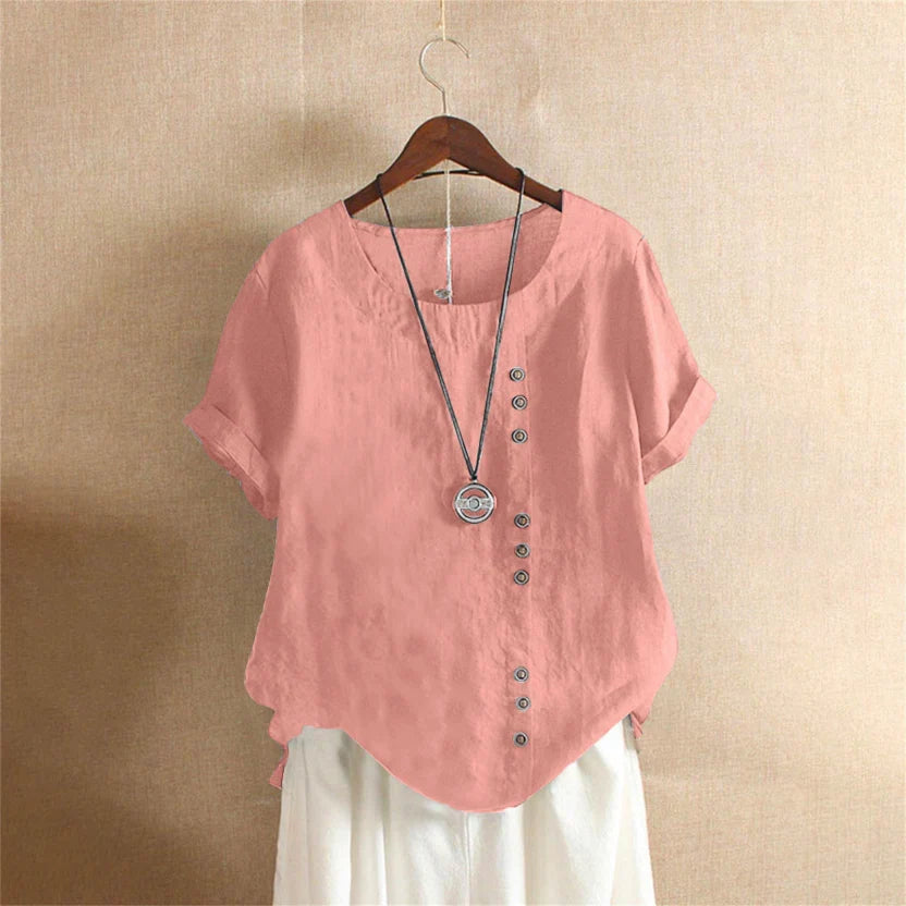 Olivia | Moeiteloze Knopdetail Zomerblouse