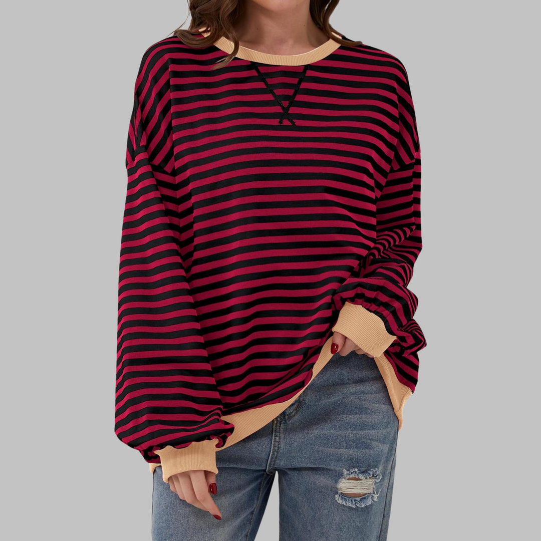 Margaret | Casual Lange Mouwen Gestreepte Sweatshirt