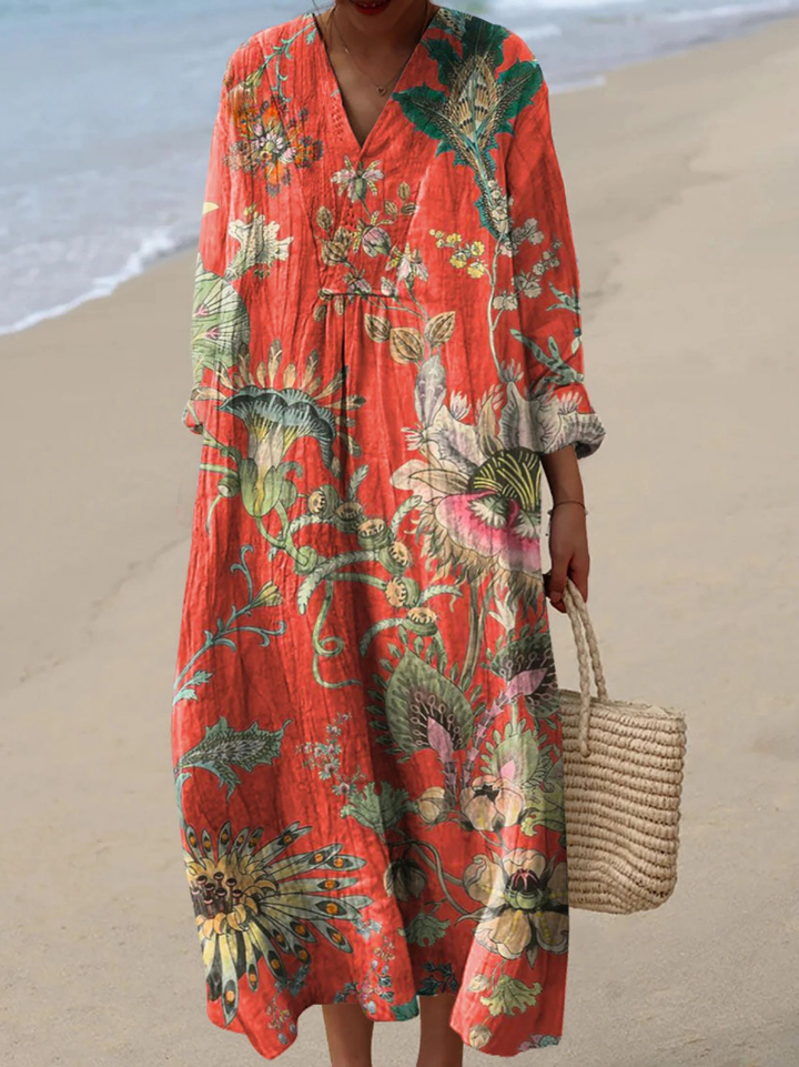 Seraphina | Vintage Bloemenpatroon Kunstprint Jurk