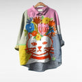 Patrice | Stijlvolle Kat Kunst Bloem Blouse