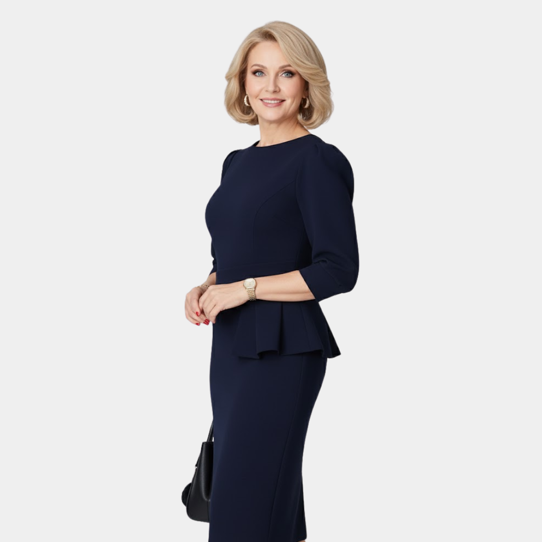 Adele | Sculpted Peplum Midi Jurk