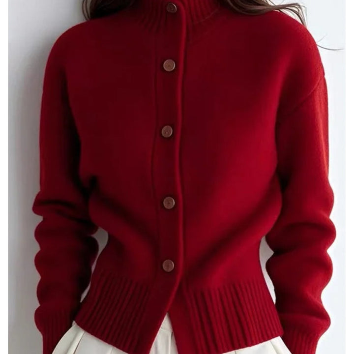 Margot | Hoge Hals Knopen Cardigan