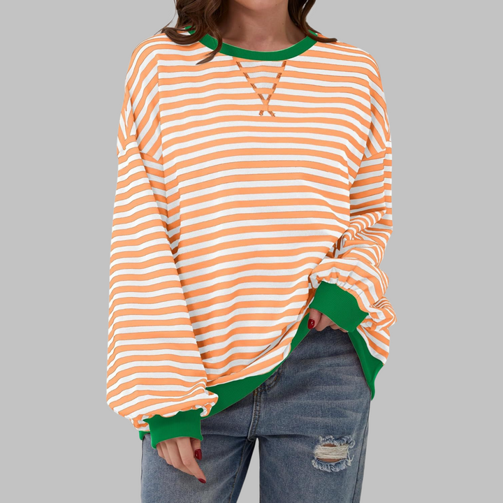 Margaret | Casual Lange Mouwen Gestreepte Sweatshirt