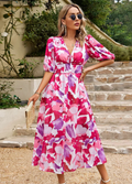 Estella | Flatterende Bloemen Midi Jurk
