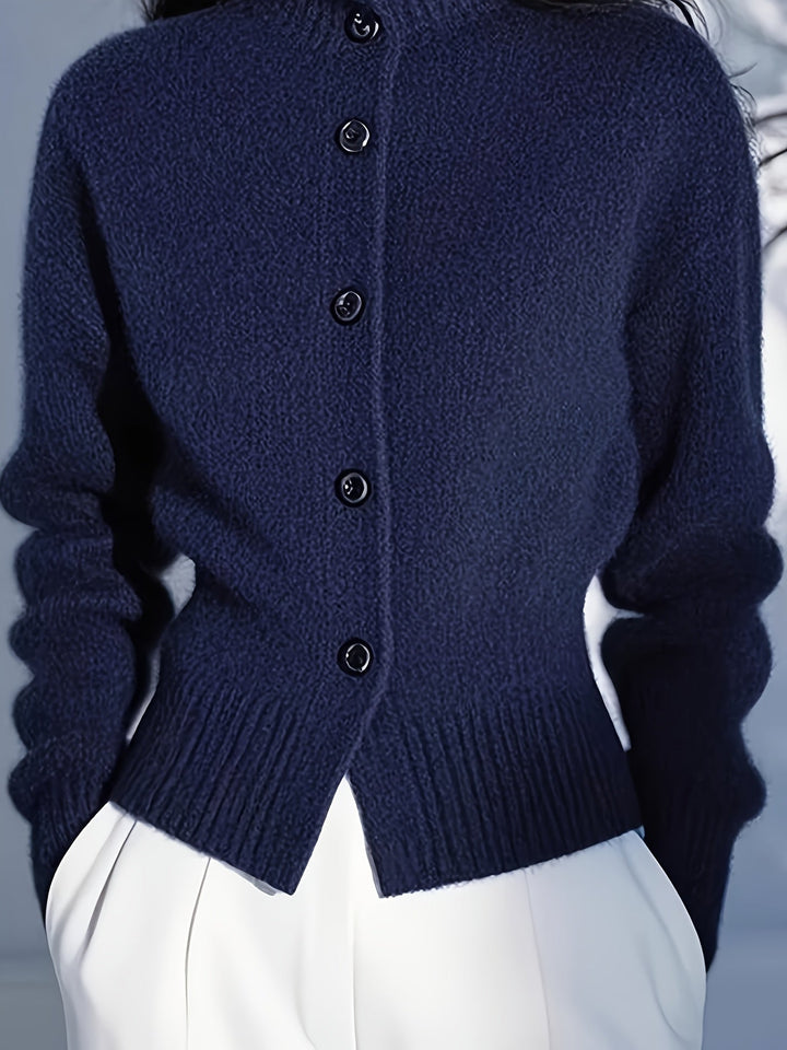 Margot | Hoge Hals Knopen Cardigan