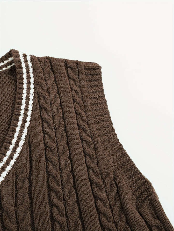 Gideon | Kabelgebreide V-Hals Sweater Vest