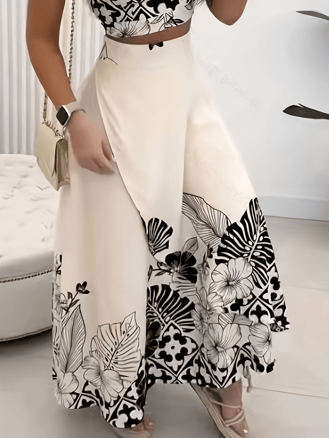 Maura | Tropisch Afdruk Twee-delige Rok Set