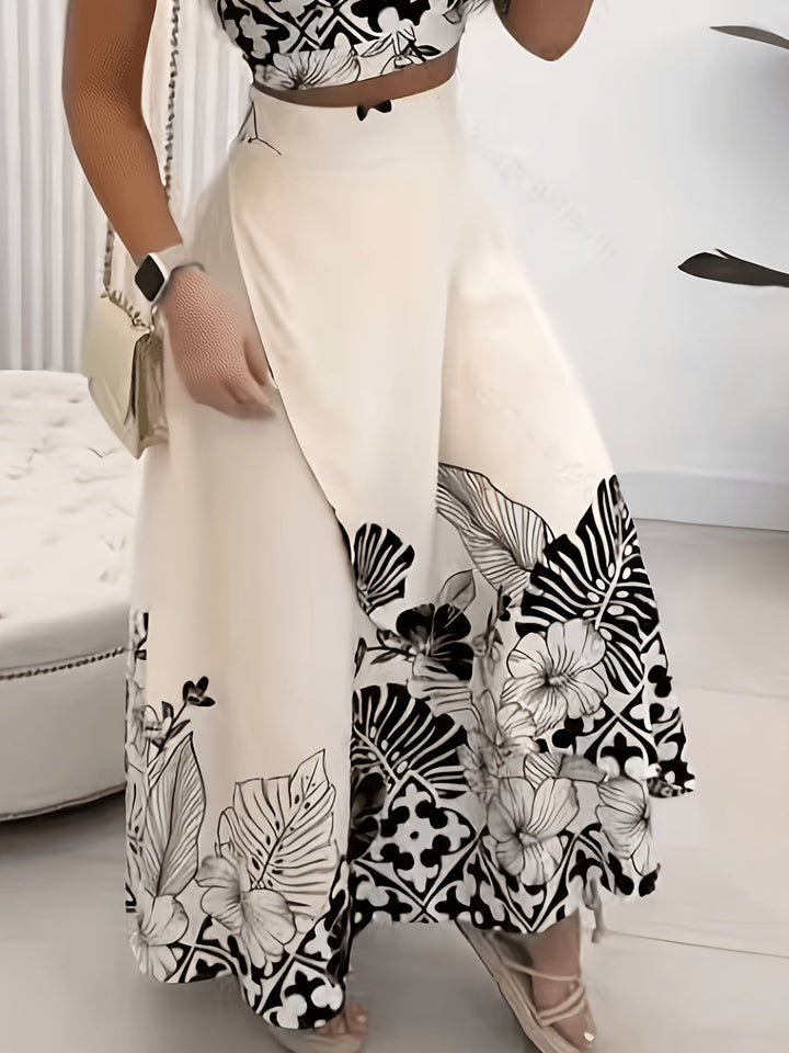 Maura | Tropisch Afdruk Twee-delige Rok Set
