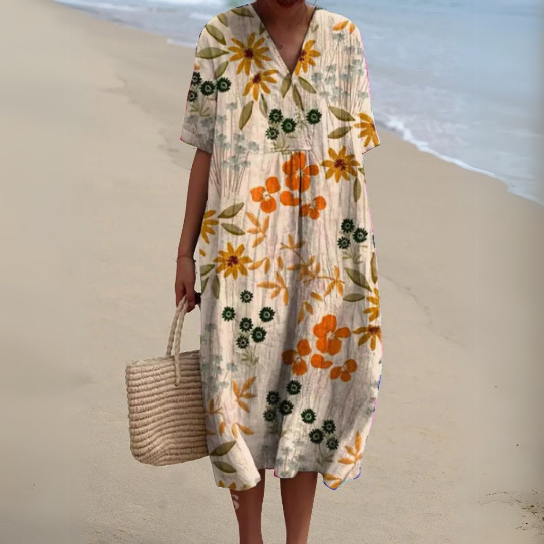 Stella | Elegante Bloemen V-Hals Jurk