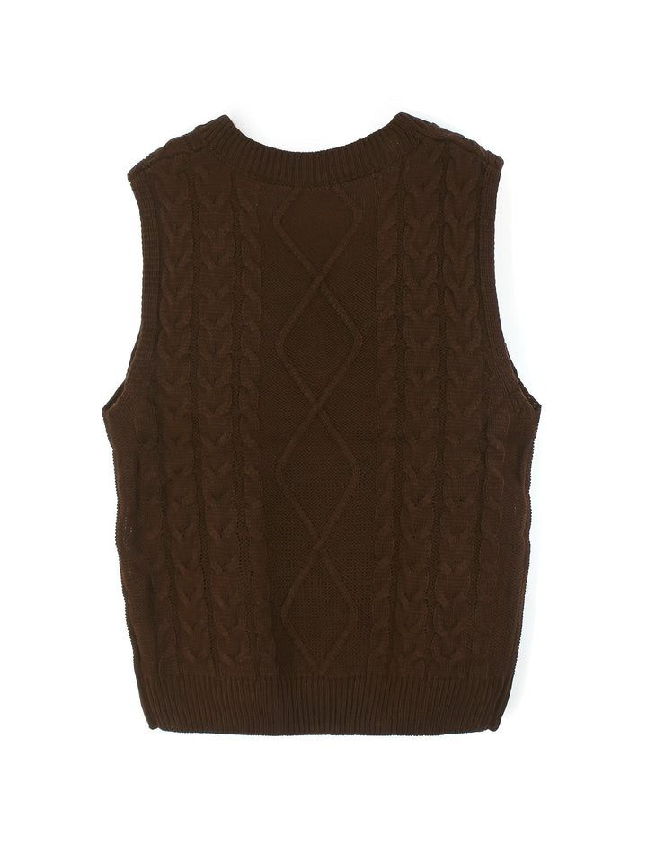 Cora | Gezellige Kabelgebreide V-Hals Sweater Vest