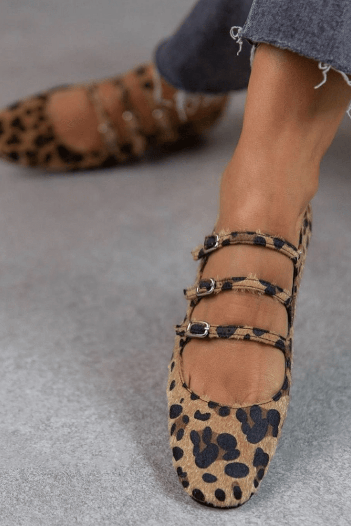 Aubrey | Premium Leopard Drievoudige Gesp Loafers