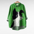 Sherry | Moderne Hondenprint Kunst Blouse