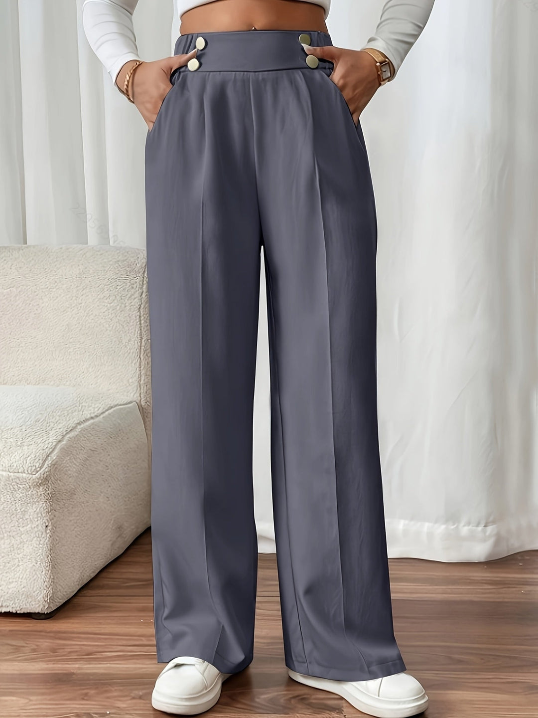 Lydia | Op maat gemaakte hoge taille wijde broek