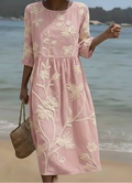 Brianna | Elegante Midi Jurk met Bloemen