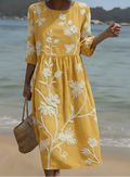 Lauren | Elegante Ronde Hals Bloemenjurk