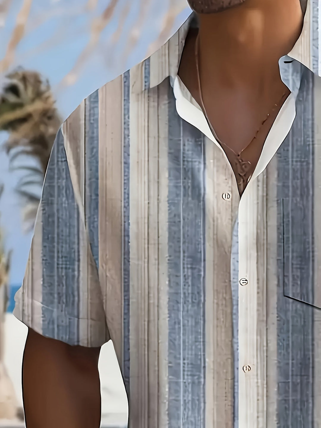 Gregory | Ontspannen Gestreepte Korte Mouwen Shirt