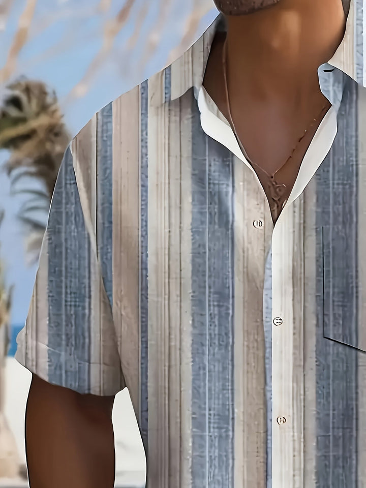 Gregory | Ontspannen Gestreepte Korte Mouwen Shirt