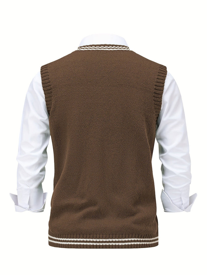 Gideon | Kabelgebreide V-Hals Sweater Vest
