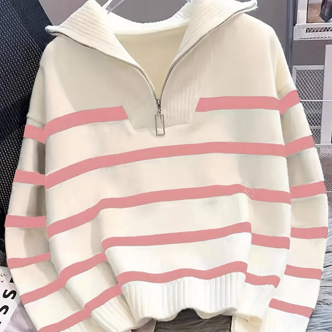 Sabina | Gestreepte Quarter-Zip Trui