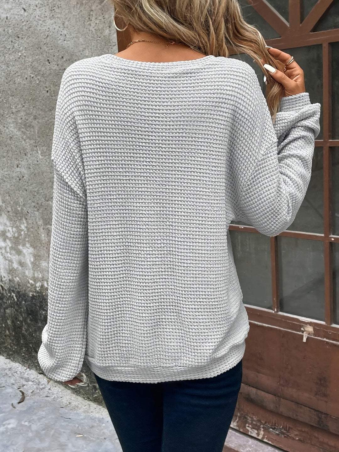 Carly | Ontspannen Wafelbrei Sweater
