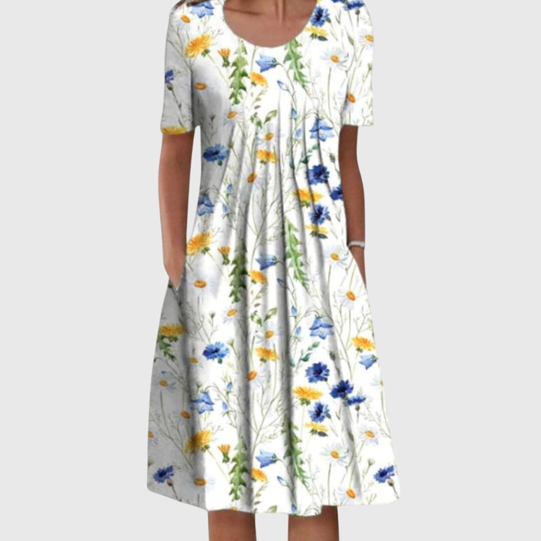 Scarlett | Elegante Ronde Hals Gedrukte Jurk