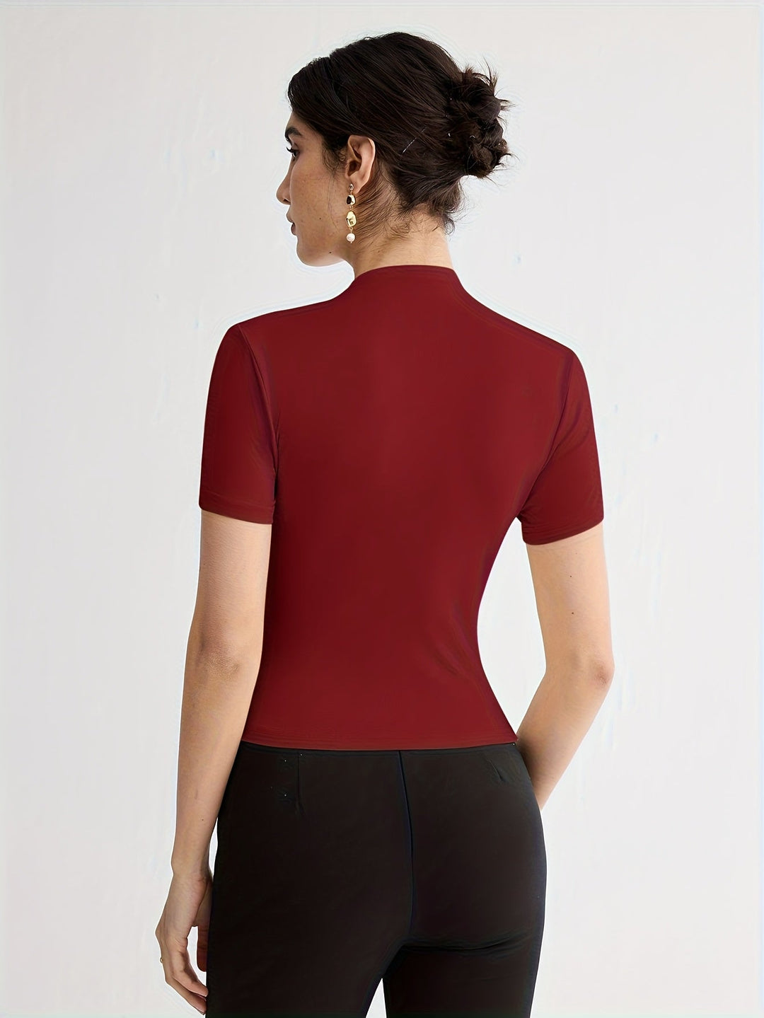 Sienna | Korte Mouw Top met Hoge Hals