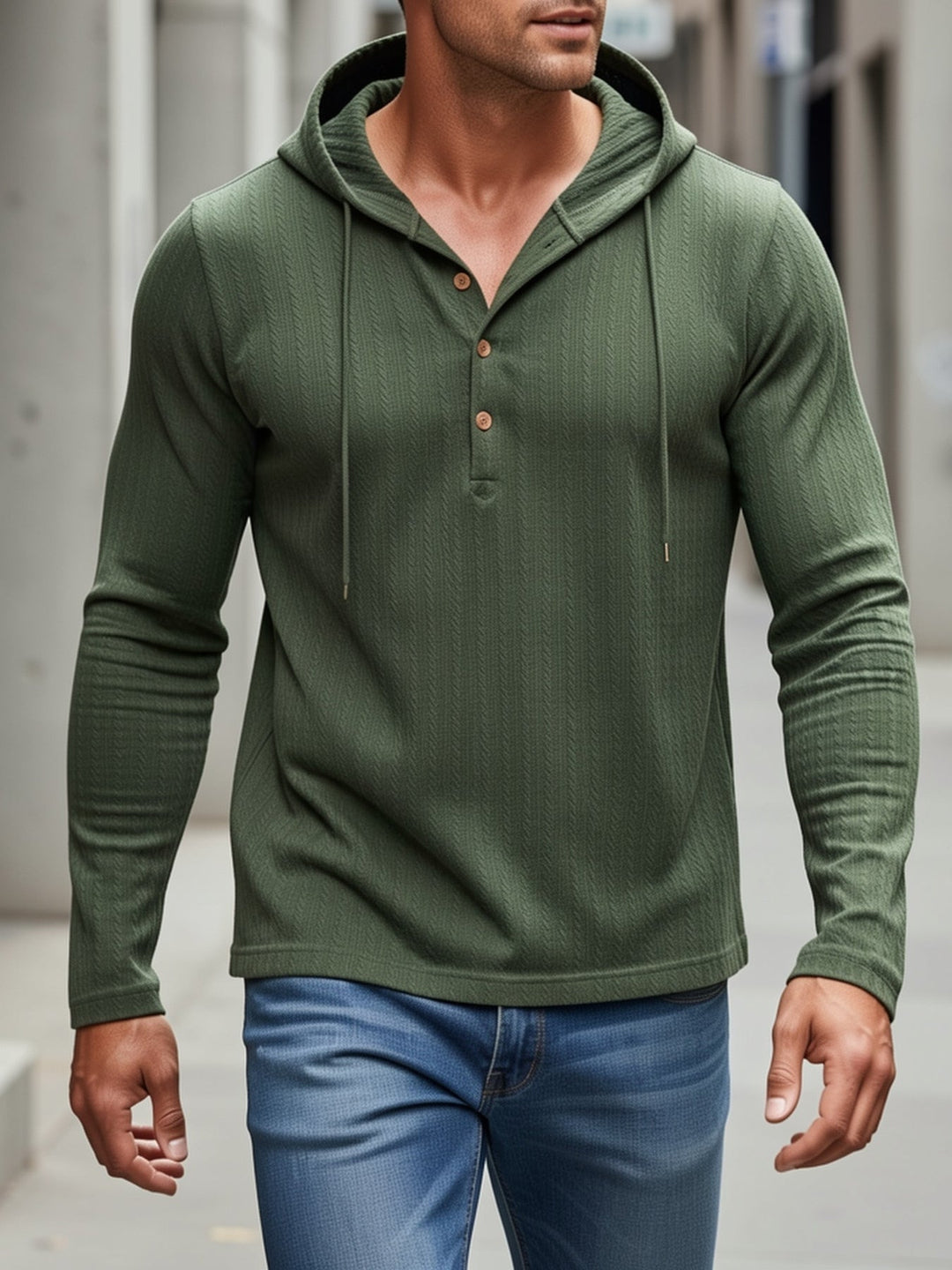 Rowan | Gebreide Henley met Kap