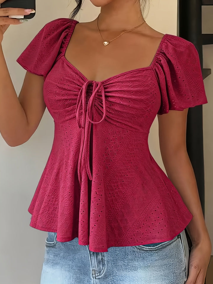 Josephine | Flutter-Mouw Peplum Top