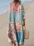 Clarisse | Vintage Bloemen Patchwork Patroon Jurk
