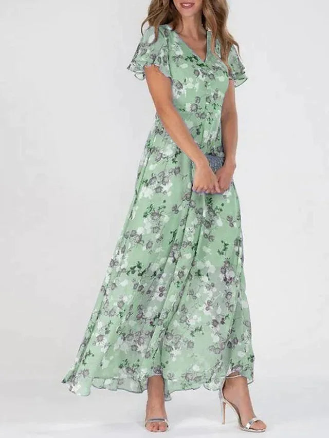 Lilia | Elegante Korte Mouwen Bloemenjurk