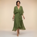 Abigail | Stijlvolle Chiffon V-Hals Jurk
