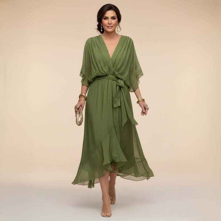 Abigail | Stijlvolle Chiffon V-Hals Jurk