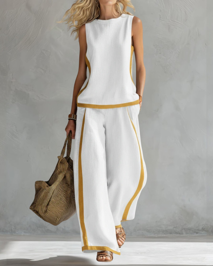 Layla | Elegante Mouwloze en Brede Broek Set