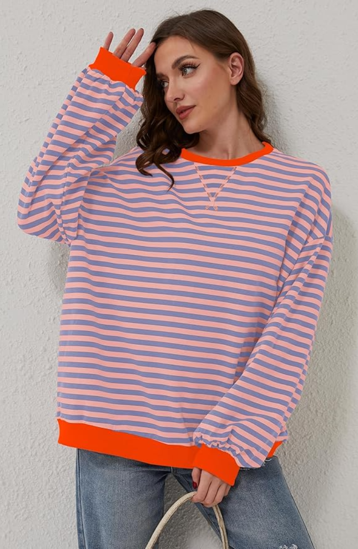 Paula | Gestreepte Ronde Hals Pullover